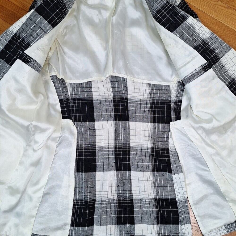 Vtg 60s/70s Black White Plaid Double Vent Mod Fat Lapel Sport Coat Blazer Men 36 - Picture 6 of 10